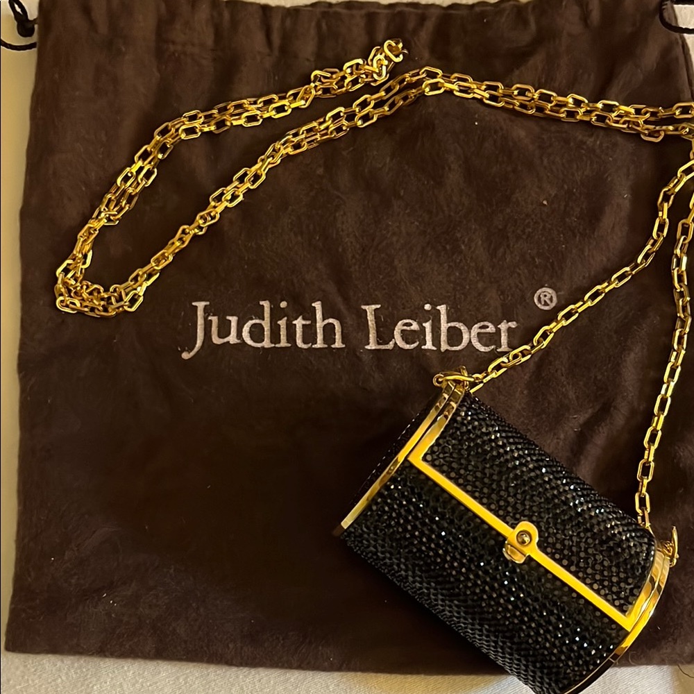 Judith Leiber Black and Gold Clutch with Elegant Design
